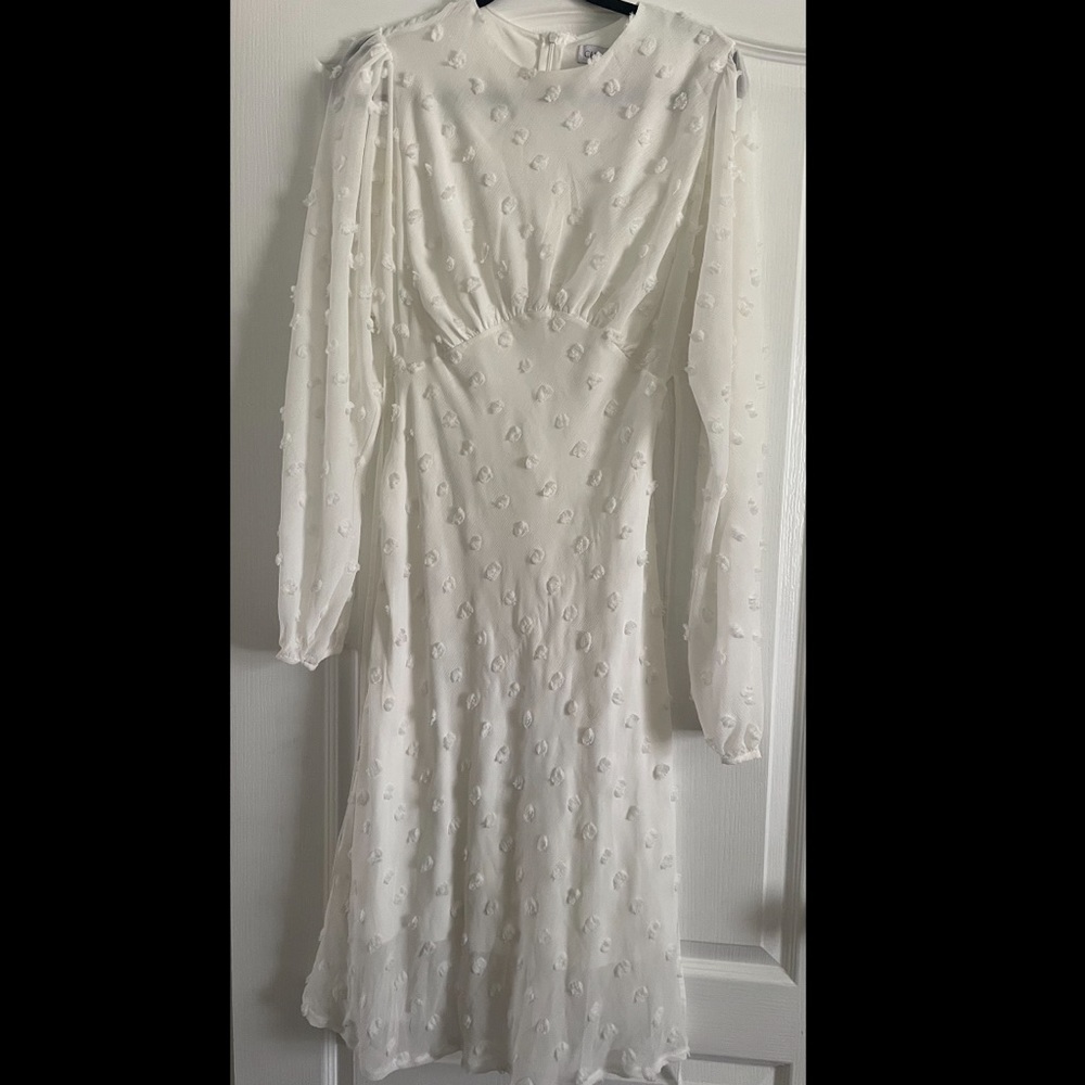 Chicwish - White Pompom Midi Dress, Size XS